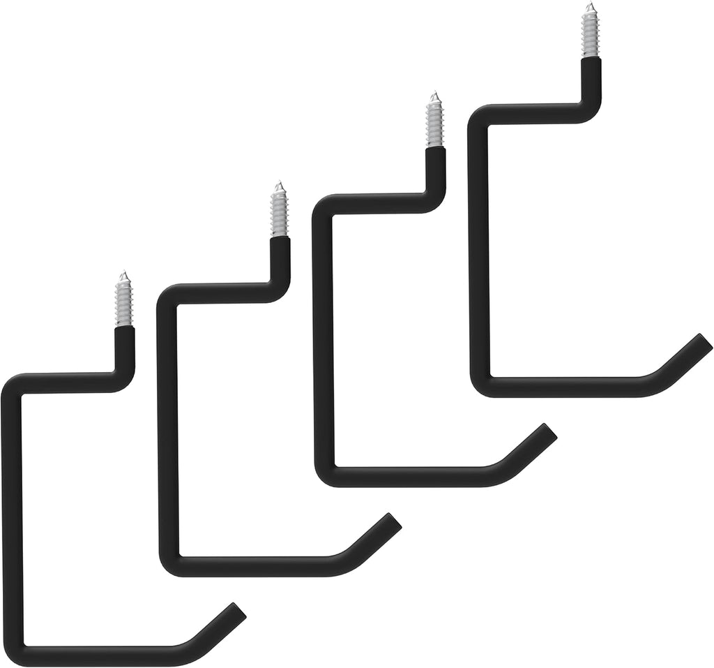 POETISKE Heavy-Duty Screw-In Ladder Bike Hooks - Wall-Mounted Ceiling Hanger | 4-Pack Vinyl Coated