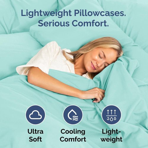 King Standard Pillow Cases - Soft Hotel Quality Covers for Comfy Bedding | 4-Piece Set in Spa Blue