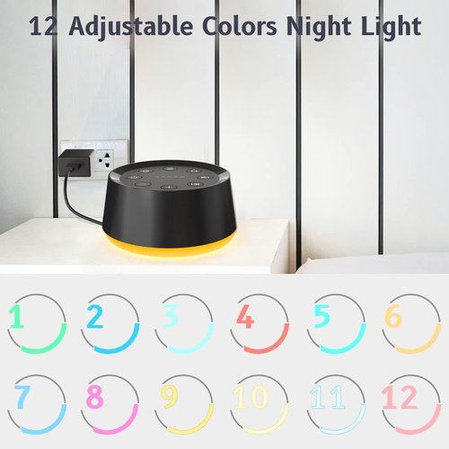 BrownNoise White Noise Machine - 30 Soothing Sounds for Sleep | 36 Volume Levels & 5 Timers, Black