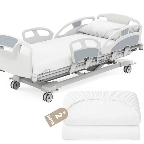 Hospital Bed Sheets 36" x 80" x 9", 2 Pack Hospital Fitted Sheet for Home Use & Hospital Care Beds, Shrinkage & Stain Resistant Twin XL Sheets Cover, White