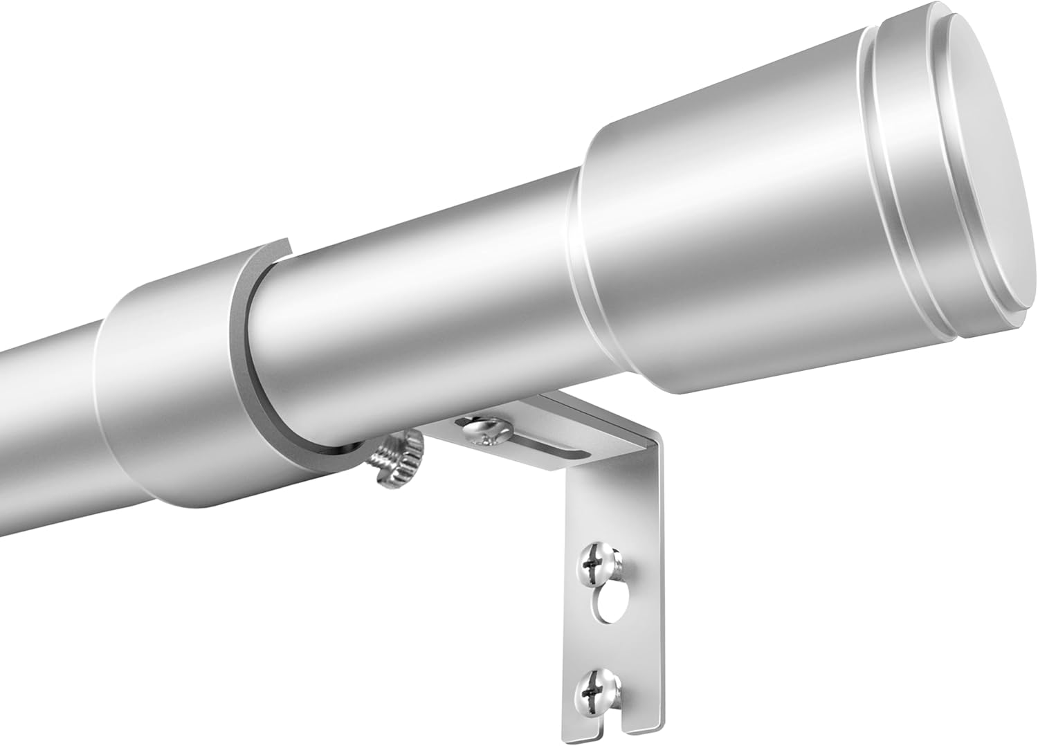 Skiennix 1” Diameter Silver Curtain Rods - Heavy Duty Adjustable Window Treatment, 30-120 Inch, Fits Most Standard Windows