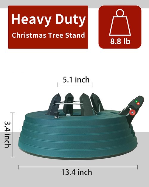 Leejec Christmas Tree Stand with Water Reservoir, Fast Clamped 6 Ft Real Tree with 5.1" Diameter, Water Level Indicator Equipped, No Assembly Required