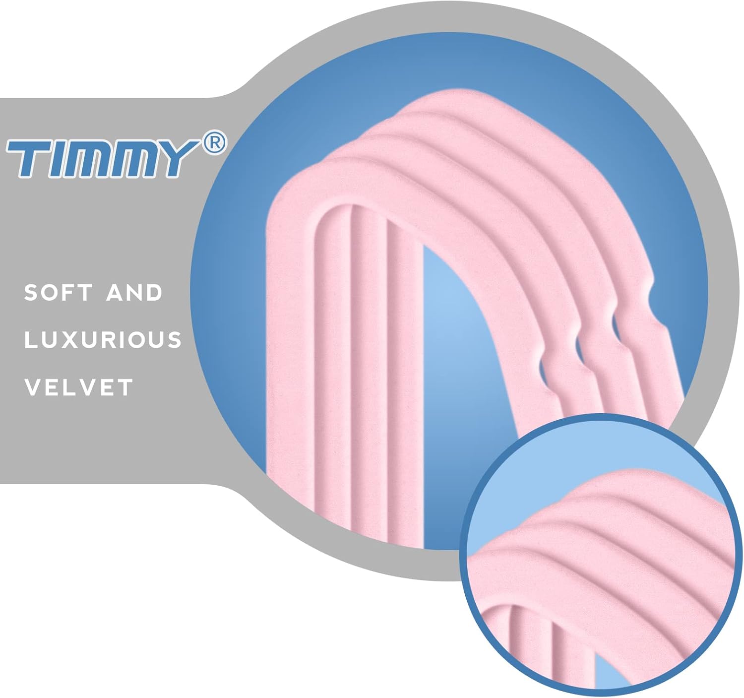 TIMMY Velvet Hangers - 50-Pack Ultra-Thin Space-Saving Suit & Coat Hangers | Heavy-Duty Pink Design