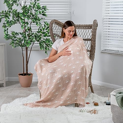 Comfy Cubs Muslin Swaddle Blanket - 47x47 Inch Soft Cotton, Blush Sun