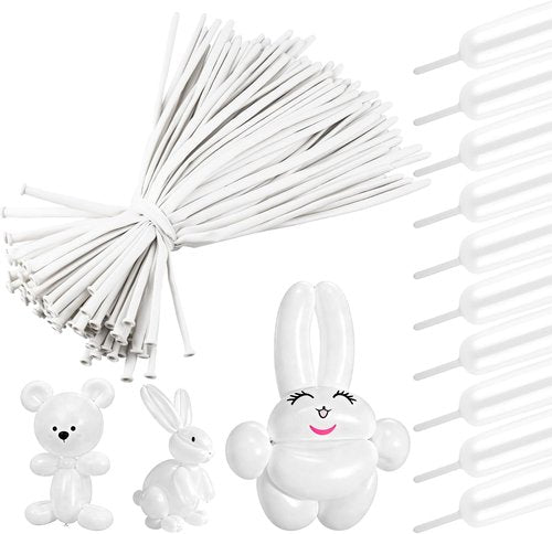 260 Premium Long Skinny Latex Balloons by [Brand Name] - 100 PCS White for Twisting & Party Decor