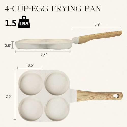 GiPP Nonstick Egg Frying Pan - 4-Cup Granite Omelette Skillet with Heat-Resistant Handle | PFOA Free, Easy to Clean