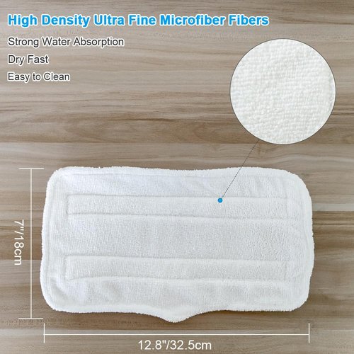 Fushing 7Pcs Steam Mop Pads, Washable Microfiber Cleaning Steamer Replacement Pads for Shark Steam & Spray Mop S3101 S3251 SK460 SK410 S3101n2 S3250 SK435CO SK140 SK141,White