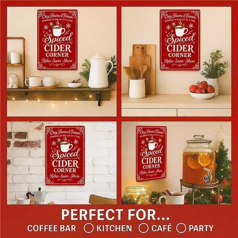 Hot Chocolate Bar Metal Sign - 8x12 Inch Christmas Decor