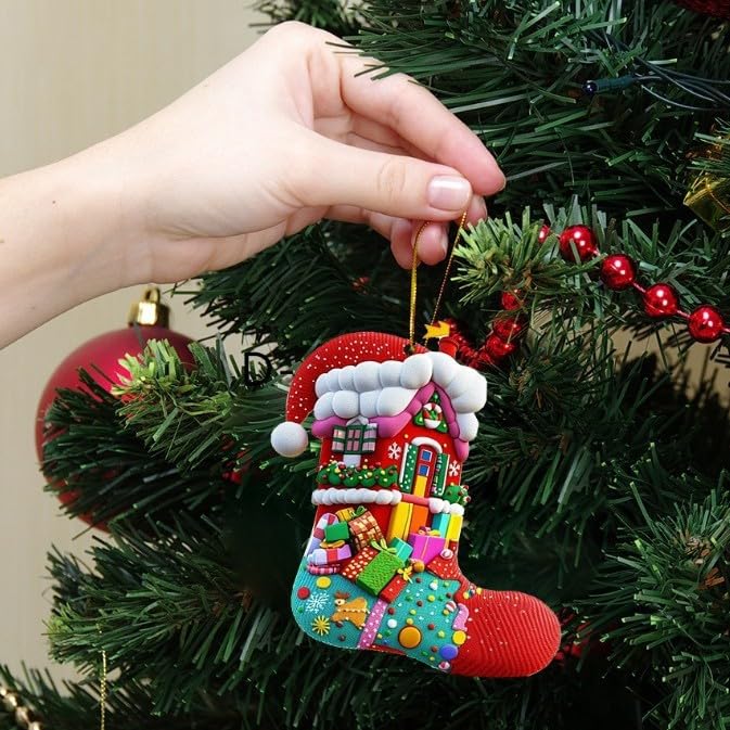 Cute Acrylic Christmas Tree Ornaments Set - 6 Unique Designs