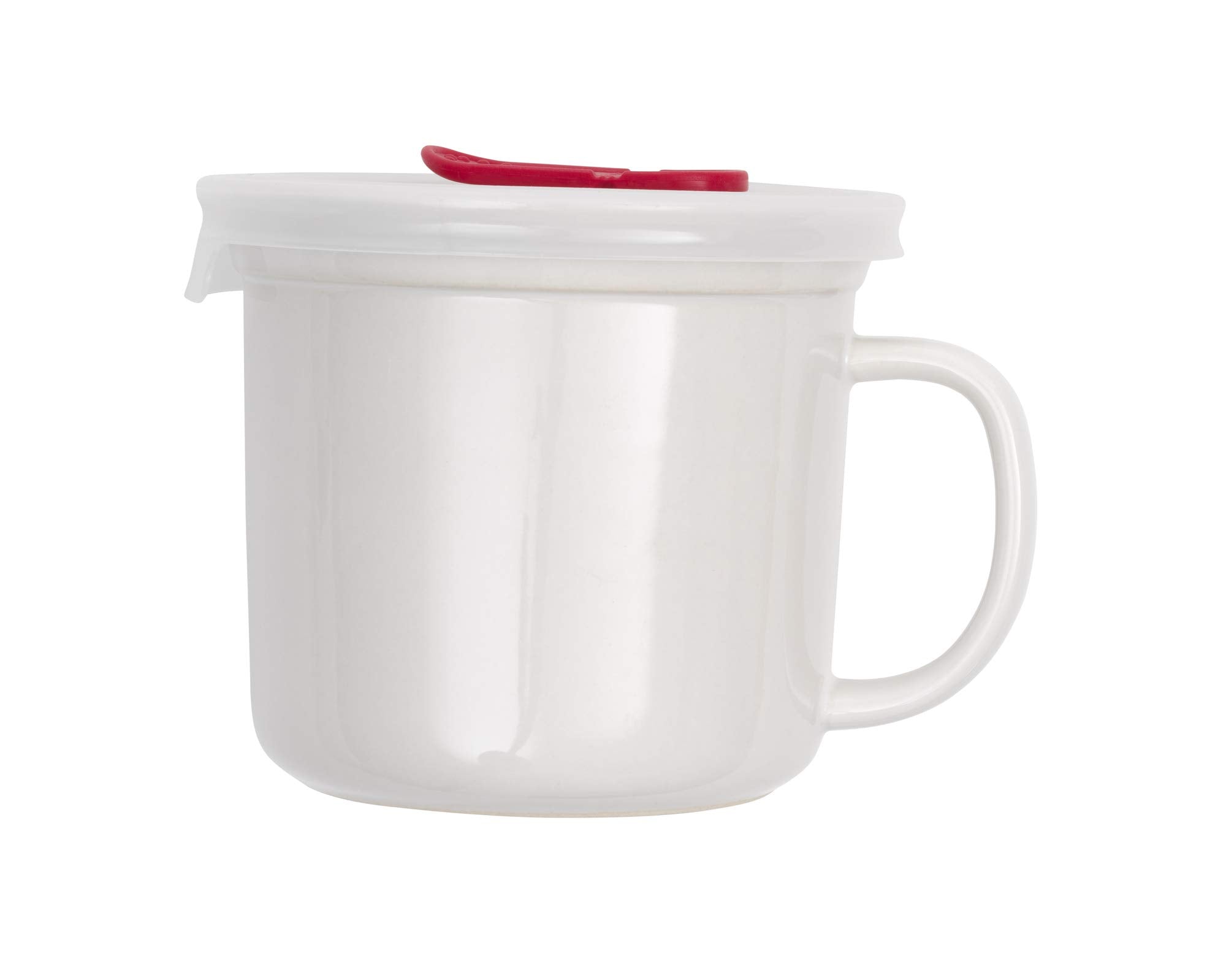 GoodCook 20 oz. Microwave-Safe Ceramic Mug with Vented Lid, White