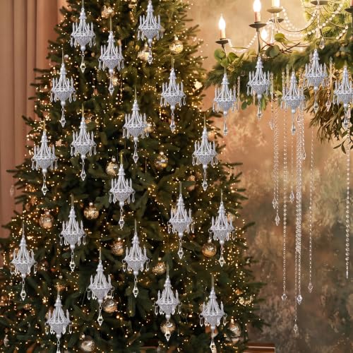 Sliver Crystal Chandelier Ornaments Set - Christmas Tree Decorations, 4 Pieces