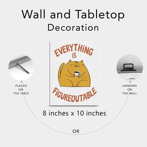 Everything Is Figureoutable Cat Wall Art | Framed Motivational Poster for Home, Office & Classroom Decor