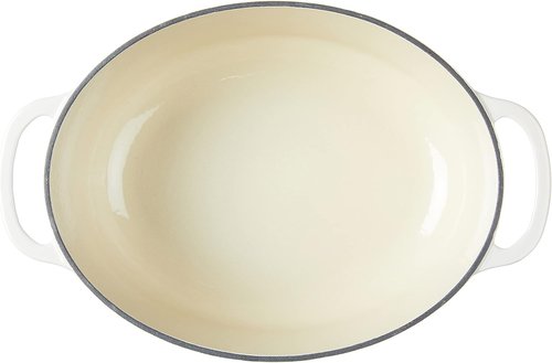 Lodge 7 Quart Enameled Cast Iron Dutch Oven - Versatile Cooking & Baking - Oven Safe to 500°F - Oyster White