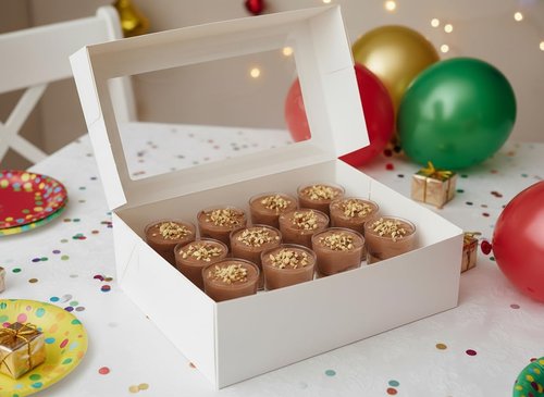 JRWTY Dessert Shooter Boxes, 6-Pack, Holds 12 Count 5 oz Dessert Shooters, Food-Grade Carrier Containers