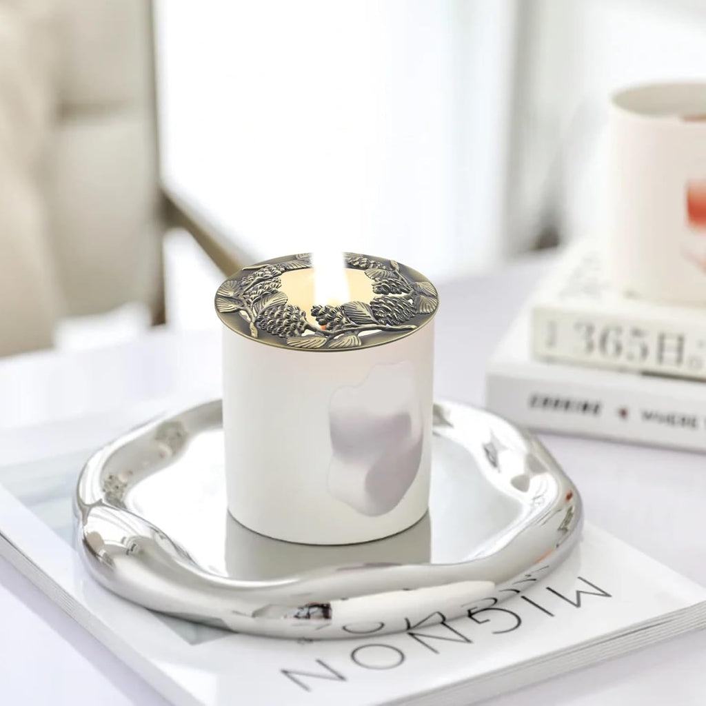 Skiennix Scented Candle Sleeves - Unique Retro Design for Office & Wedding Decor | 2 Pcs Bronze Pinecone