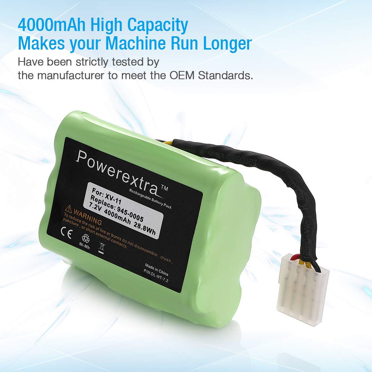 Powerextra 7.2V 4000mAh Battery Compatible with Neato XV-11 XV-12 XV-14 XV-15 XV-21 XV-25, XV Essential, XV Signature Pro Robotic Vacuum Cleaners Neato Replacement Battery 945-0005 205-0001 (2 Pack)