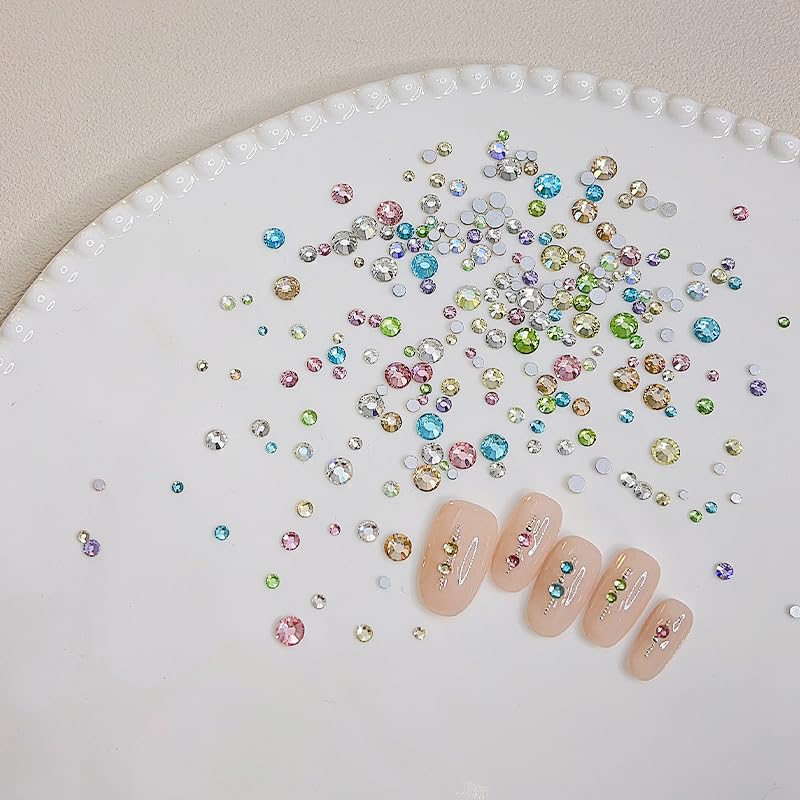 1440Pcs 3D Flatback Rhinestones Nail Art Gems Mixed Colors Crystal Diamonds
