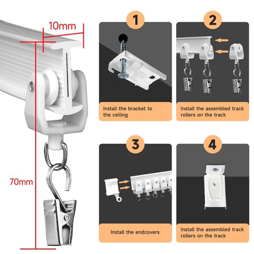 16.4FT Flexible Bendable Ceiling Curtain Track,Curved Slide Rail Curtains for Track System as Room Divider,Hospital Wall Mounted Ceiling Mount RV Shower Track (5m)