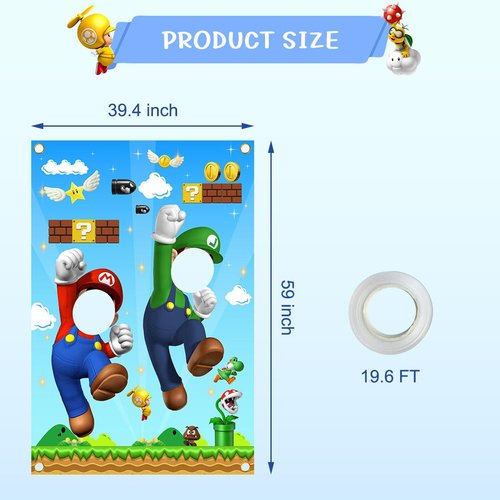 Mario Photo Door Banner Mario Face Photography Banner Background Mario Birthday Party Supplies