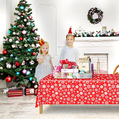 Christmas Snowflakes Tablecloth - Waterproof Rectangle Table Cover 137cm x 274cm