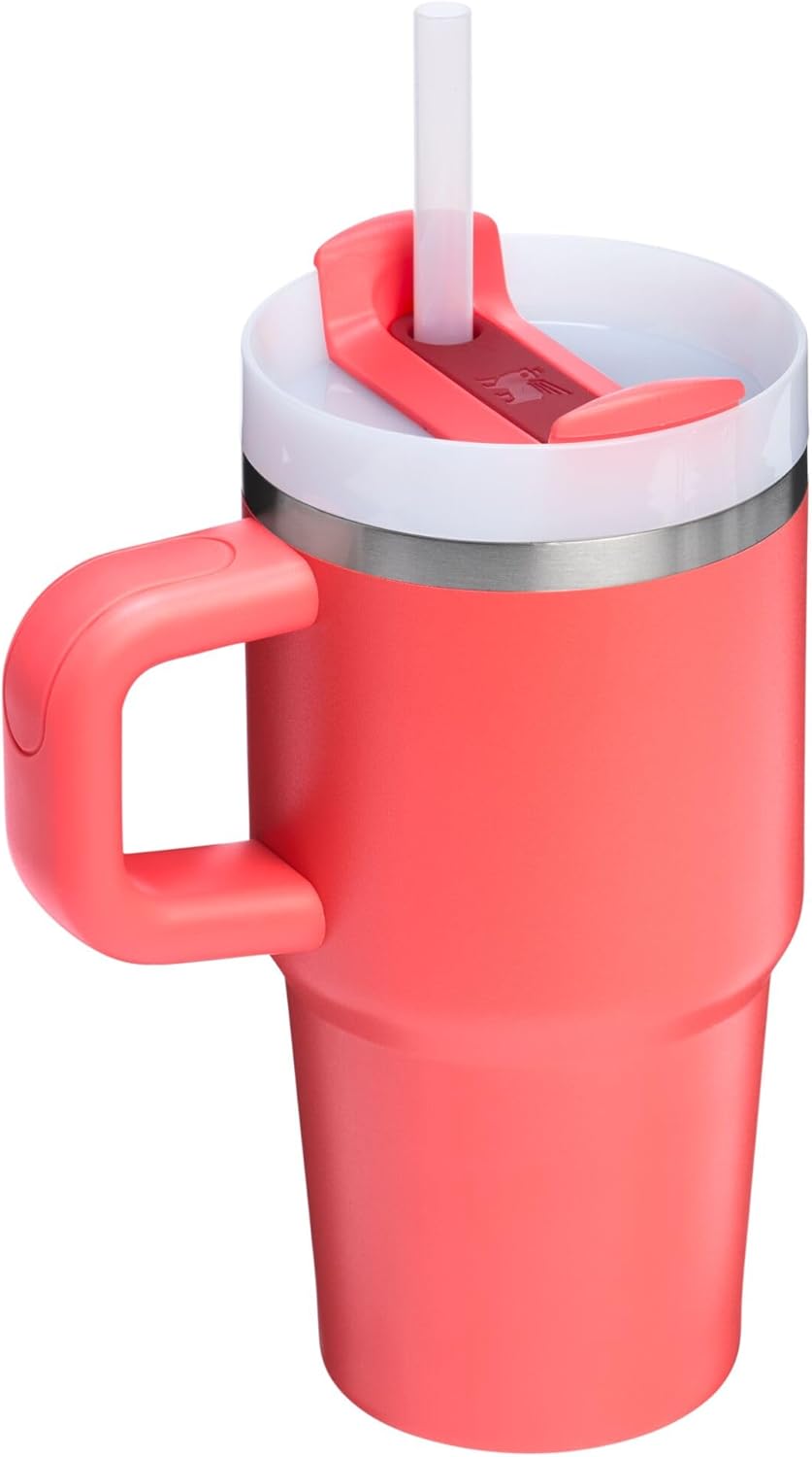 STANLEY Quencher H2.0 Tumbler - 20 oz Insulated Stainless Steel Cup with Handle & Straw | Hot Coral