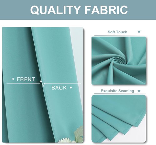 ChrisDowa Blackout Curtains - Thermal Insulated Room Darkening Panels, 63 Inches Long, Aqua (Set of 2)
