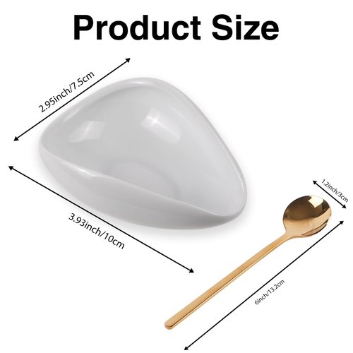 Elegant Ceramic Spoon Rest for Kitchen & Coffee Bar - FEUNLEM Utensil Holder Keeps Counter Clean, Includes Gold Coffee Stirring Spoon, Gift for Coffee Lover (White, Gold)