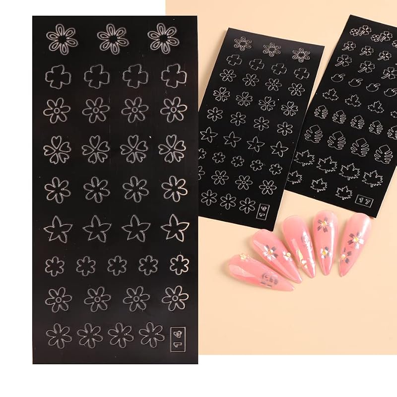 OBENIM HALIM 24 Sheets Airbrush Nail Stencils Stickers Art Decals DIY