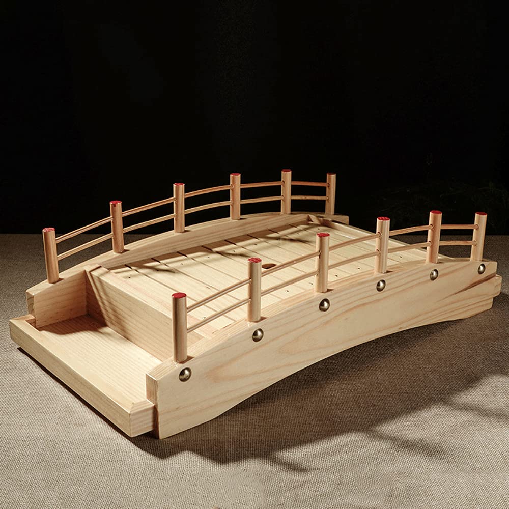 WINIAER Wooden Arch Bridge Sushi Boat Serving Tray, Sushi Bridge Serving Plate Food Platter for Restaurant or Home (53 x 24 x 13cm / 20.8 x 9.4 x 5.1inch)