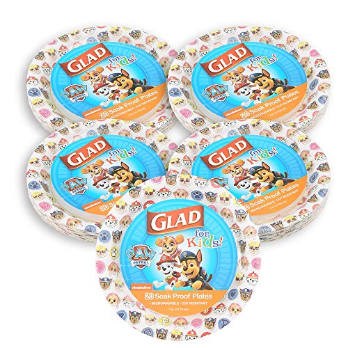 Glad Paw Patrol Paper Plates for Kids, 7 Inch Disposable Plates, 100 Count