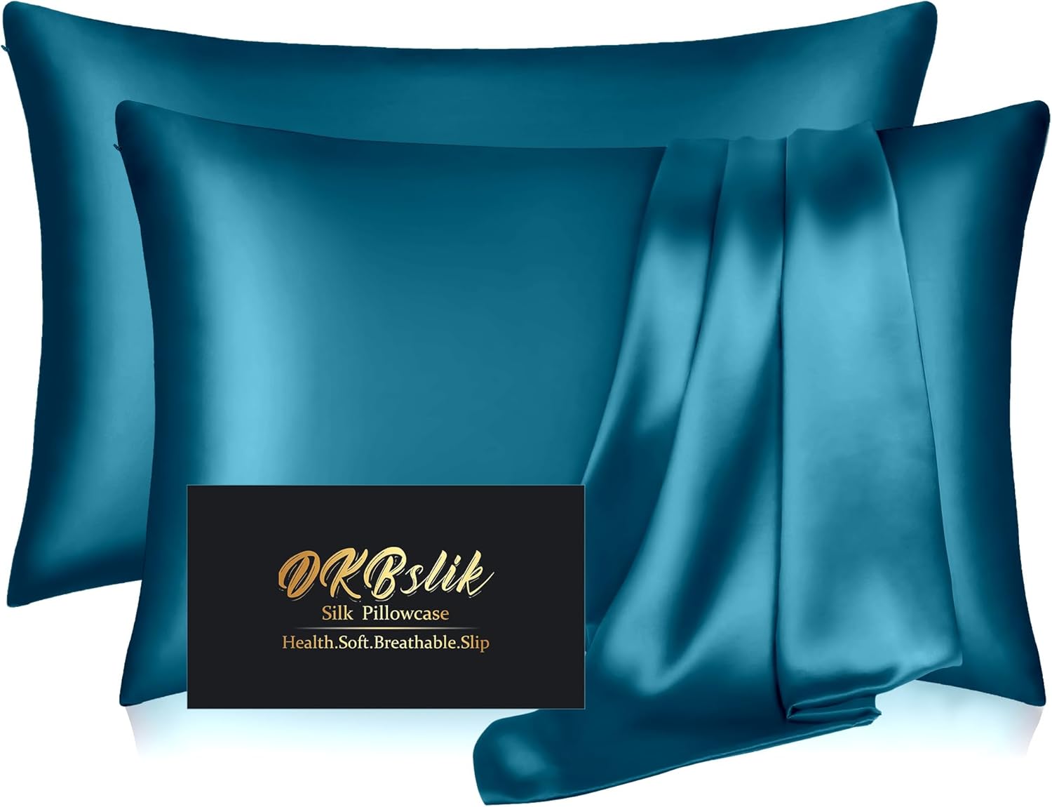 Mulberry Silk Pillowcase Set by Skiennix - Anti-Acne & Hair Care | King Size, Teal - 2 Pack