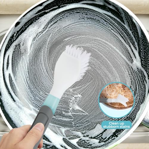 REEWII Soap Dispensing Dish Brush Set with 4 Refill Heads