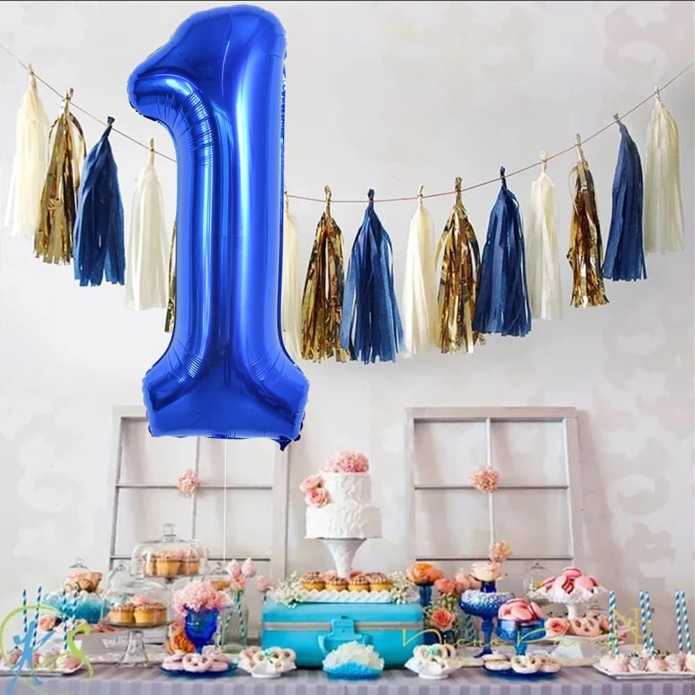 TONIFUL 40-Inch Navy Blue Number 1 Balloon - Large Foil Mylar Decoration for Birthdays & Celebrations