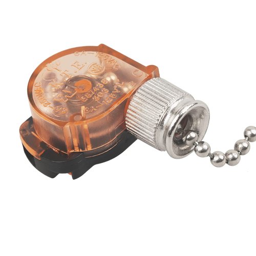 2 Pcs Ceiling Fan Light Switch, E87438 Fan Lamp Switch with 11" Beaded Pull Chain, ON-Off, 6A 125VAC, Electrical Pull Chain Switch for Wall Lamps, Cabinet Light and More