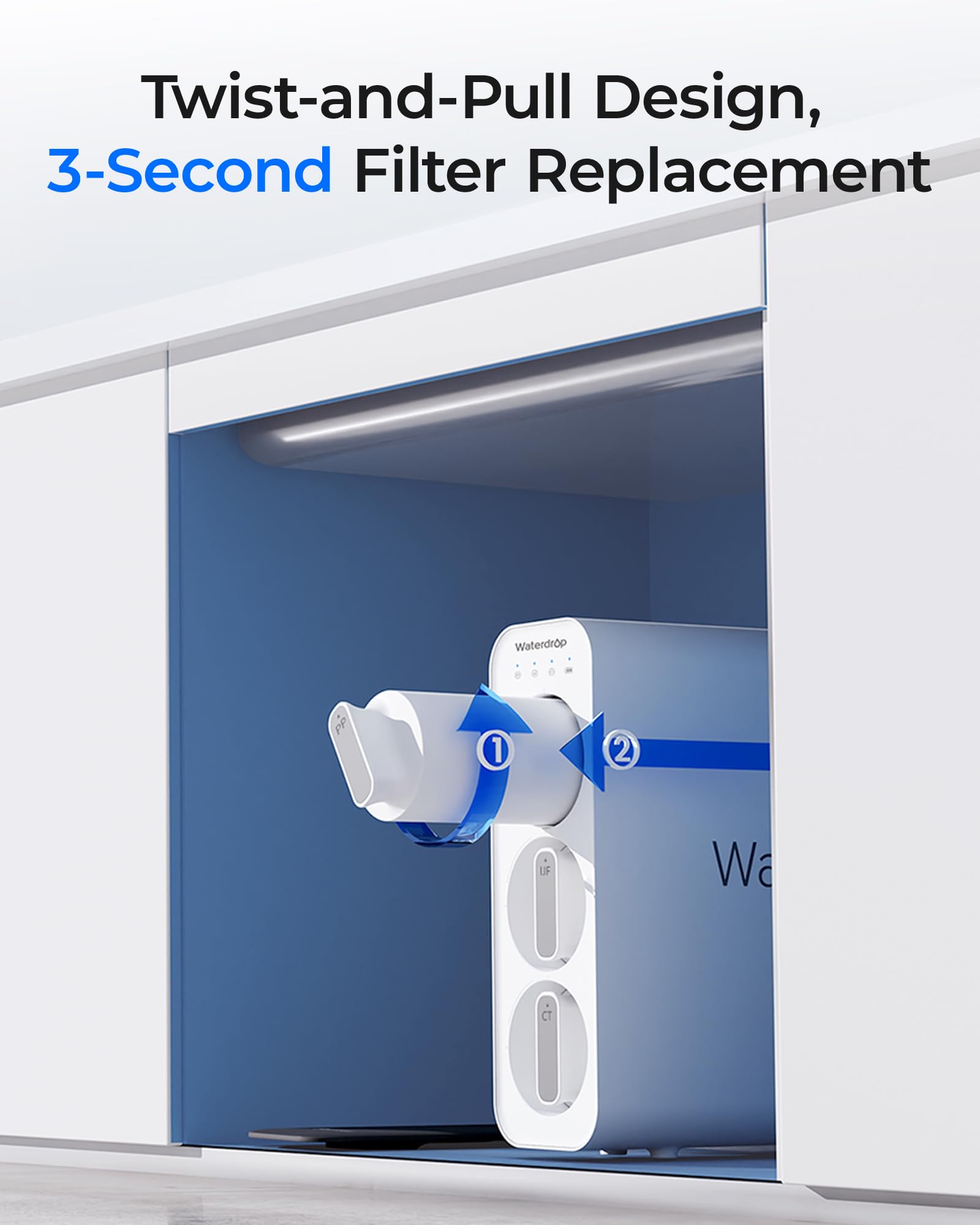 Waterdrop TSPP Under Sink Water Filter, Replacement for Waterdrop TSU & TSU-WB 3-Stage Ultra-Filtration Under Sink Water Filter System, 1 Pack