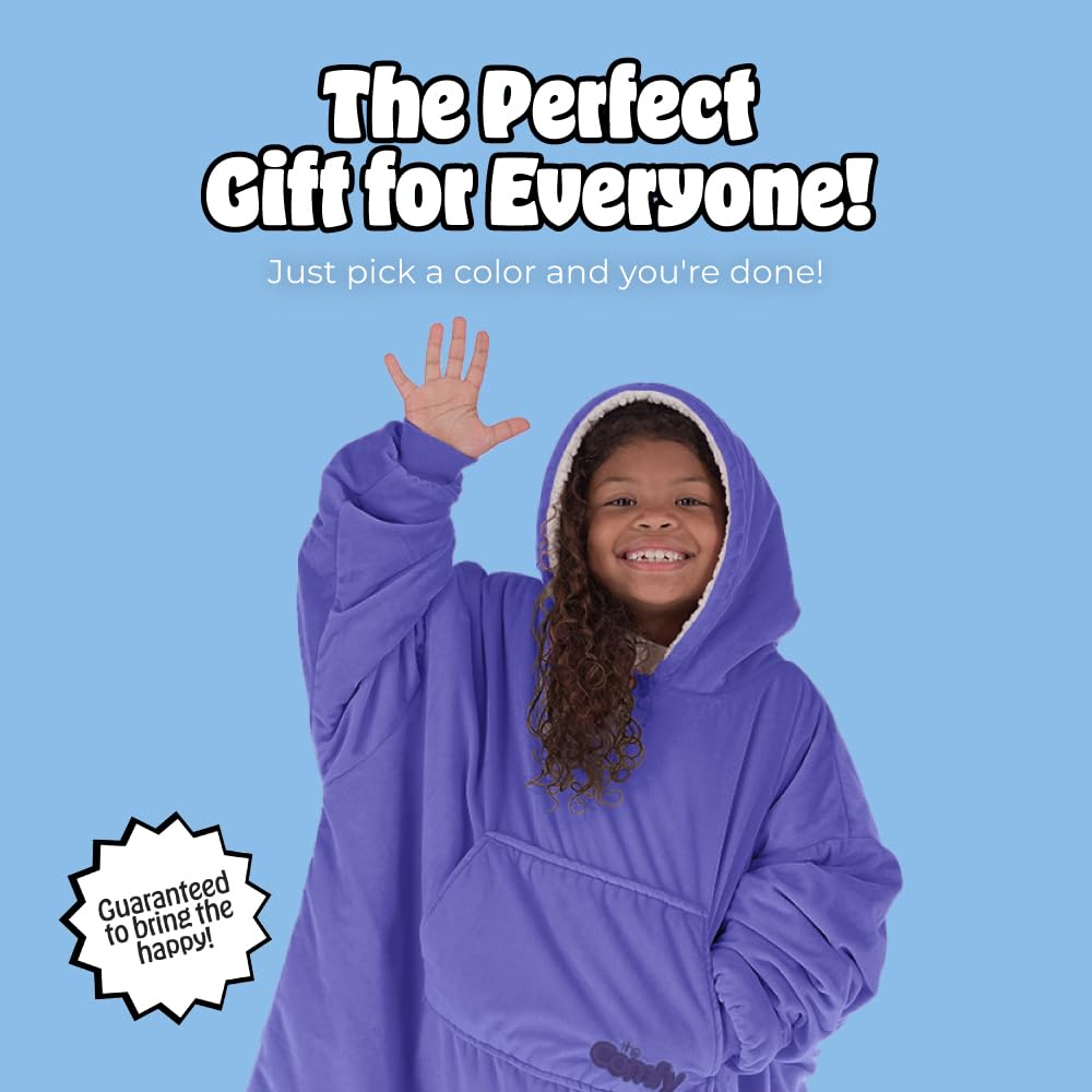 THE COMFY Original Jr | From Shark Tank | Patented | Kids Oversized Sherpa Wearable Blanket Hoodie | Gift for Boys & Girls | One Size