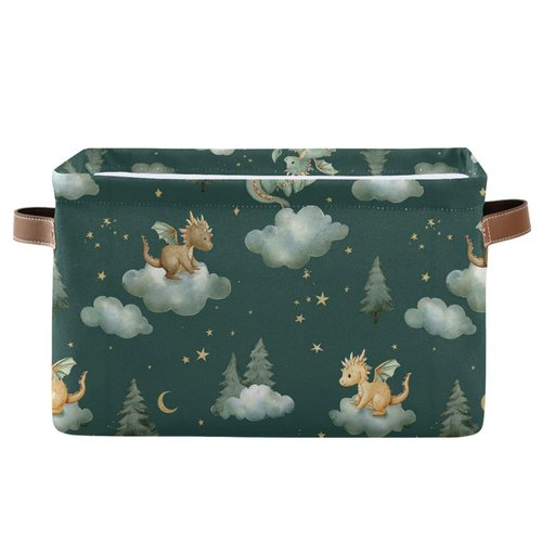 Pfrewn Storage Basket Bins Foldable Laundry Hamper Toy Dragon Baby Animals Retro Storage Bins Box Organizer for Home Boys Girls Office Closet Shelf Nursery Baskets,1 pcs