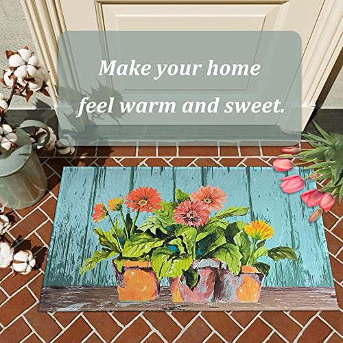 Spring Floral Door Mat 17x30 - Non-Slip Welcome Decor