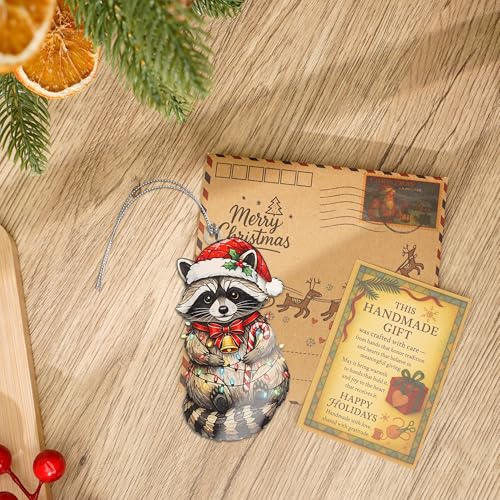 Raccoon Christmas Ornament - Funny Holiday Animal Decor - White Elephant Gift