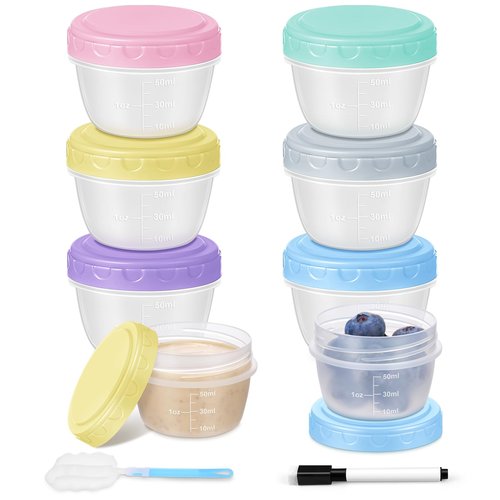 WiyPury Salad Dressing Containers, 6 Pack 2oz Plastic Food Storage Containers with Lids, Reusable Small Sauce Condiment Container to Go for Lunch Box, Leak-Proof, Dishwasher, Microwave & Freezer Safe
