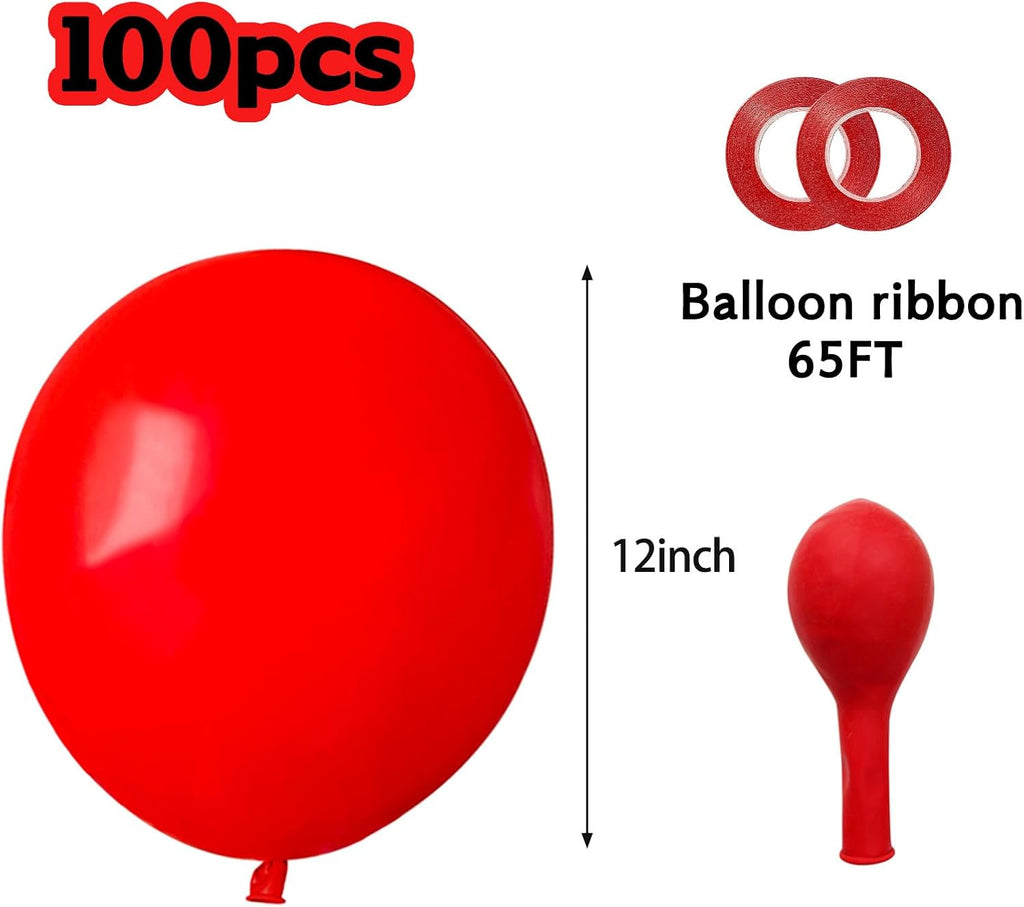 ASIYUHY Red Balloons - 12 Inch Thick Latex Helium Balloons with Ribbons | Perfect for Christmas, Valentine's, Birthdays & Baby Showers