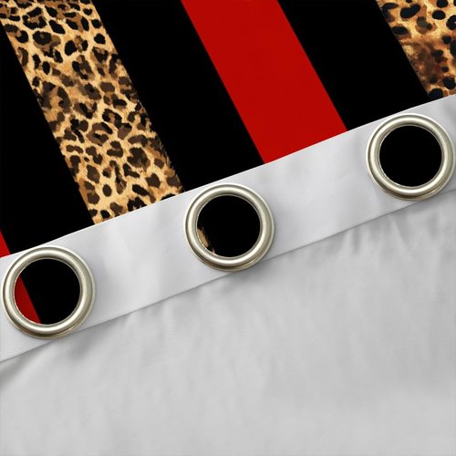Manfei Leopard Print Blackout Curtains Red Brown Black Stripes Window Drapes, Wild Animal Cheetah Skin Window Treatments for Kids Boys Girls Room Decor, Grommet Top 2 Panel Set Curtains, 42Wx63L inch