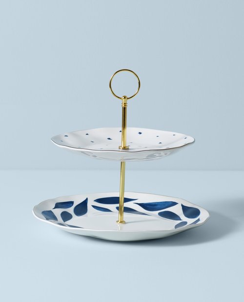 Lenox Blue Bay 2-Tiered Server, 3.05 LB