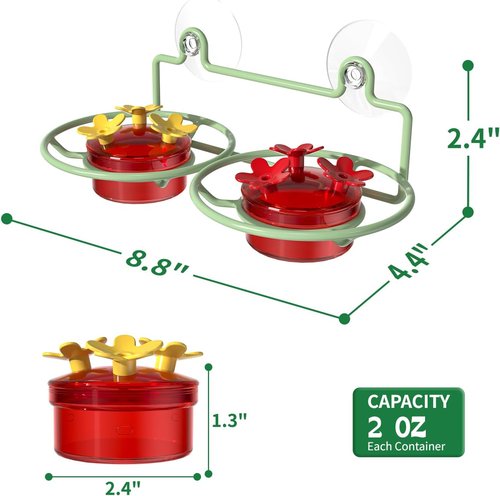 Dreamdrawer Hummingbird Feeder - Small Outdoor Feeder with Strong Suction Cup & Metal Base, 6 Feeding Ports