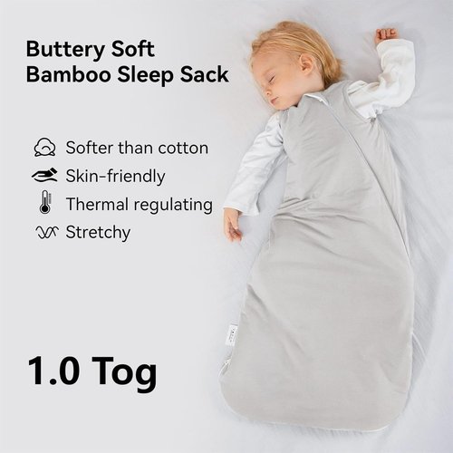 BubblePanda Bamboo Sleep Sack - Soft 1.0 Tog Toddler Sleeping Bag for Ages 2T-3T | 24-36 Months