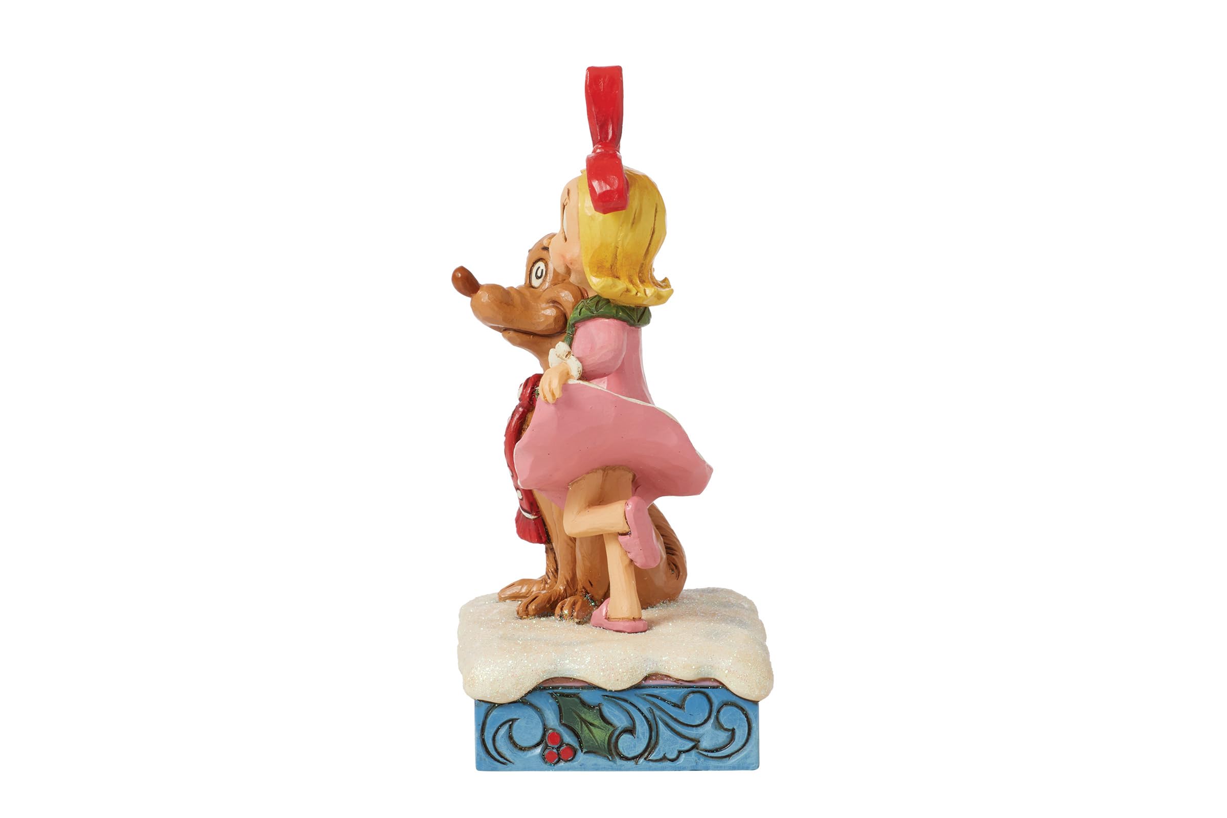 Enesco Dr. Seuss Grinch by Jim Shore Cindy Lou and Max Wearing Scarves Figurine, Stone Resin Hand Crafted Collectible Christmas Figurines Home Decor Sculpture Statue, 5.63 Inch, Multicolor
