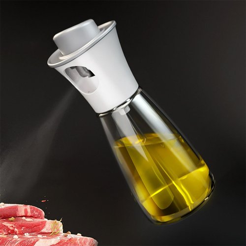Frinovalt Oil Sprayer for Cooking, 180ml Glass Oil Dispenser Bottle Spray Lemon Juice Sprayer forSalad, Baking, Cleaning, Plants(white)