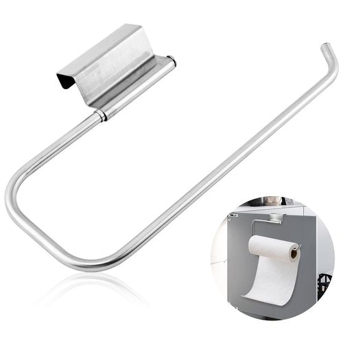 Cabinet Door Paper Towel Holder 12.4 Inches No Drill Paper Towel Holder Under Sink Stand Mounted Stainless Steel Paper-Dispenser for Kitchen Bathroom Craft Laundry Room
