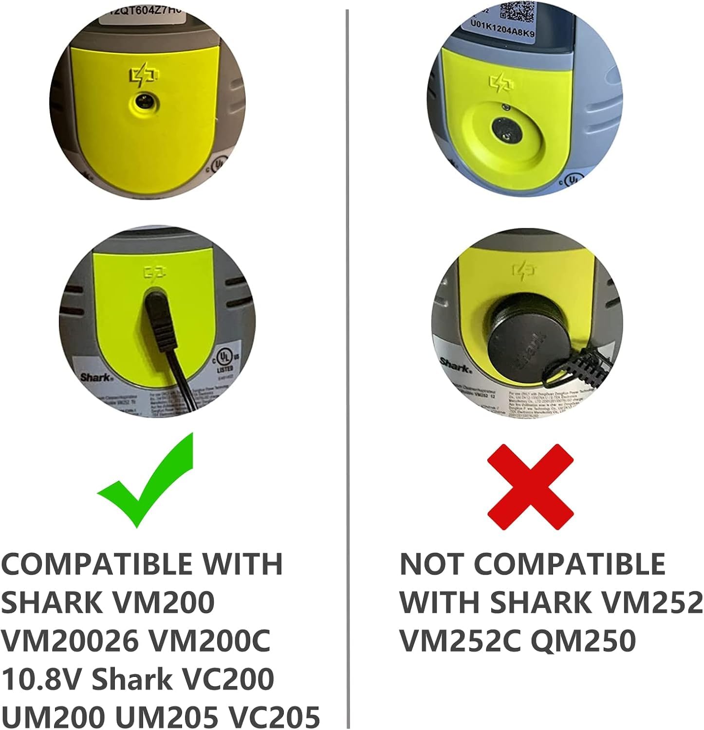 ADRICY Charger for Shark Vacmop VM200 VM190 VM20026 VC200 UM200 UM205 VC205 Series 10.8V Li-ion Battery Pro Cordless Hard Floor Vacuum Mop - 5.5 * 2.5 (Not Applicable to Versions After 2025)
