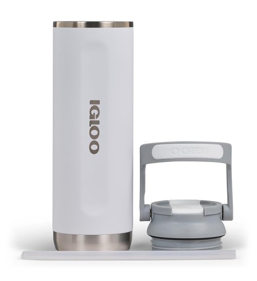 IGLOO Sipper 20 Thermal Flask - Stainless Steel Water Bottle 570ml Insulated & Leak-Proof Carbonated White - BPA Free for Hot & Cold Drinks